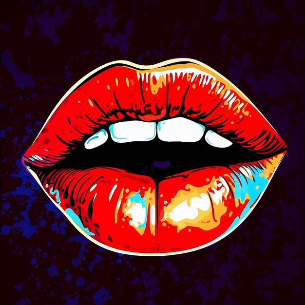 Photo beautiful sexy woman lips sticker illustration