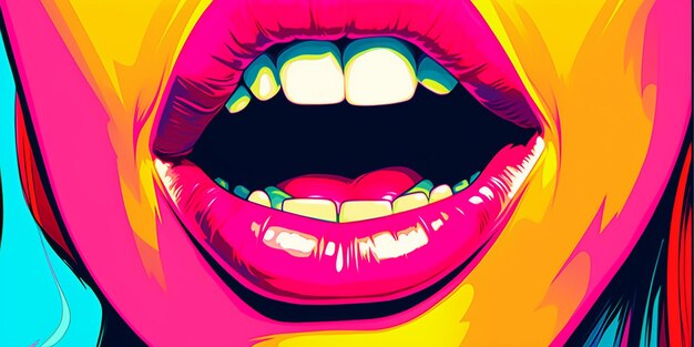 Photo beautiful sexy woman lips sticker illustration