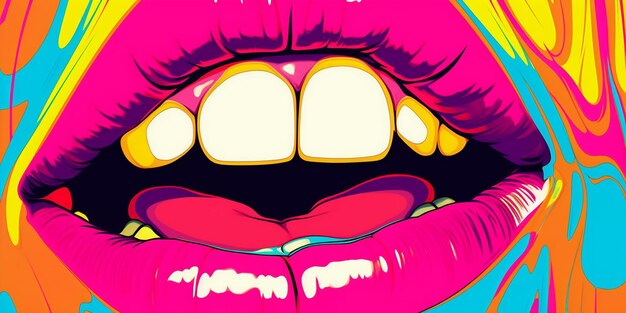 Photo beautiful sexy woman lips sticker illustration