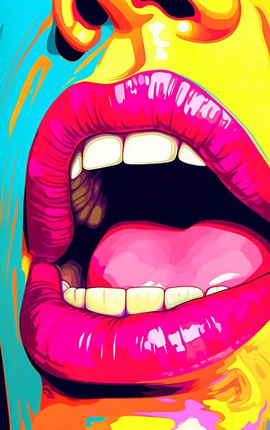 Beautiful sexy woman lips sticker illustration