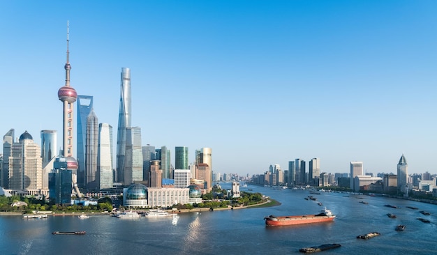 Beautiful shanghai scenery on both sides of the huangpu river