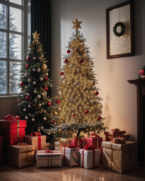 Beautiful shining christmas tree home decoration