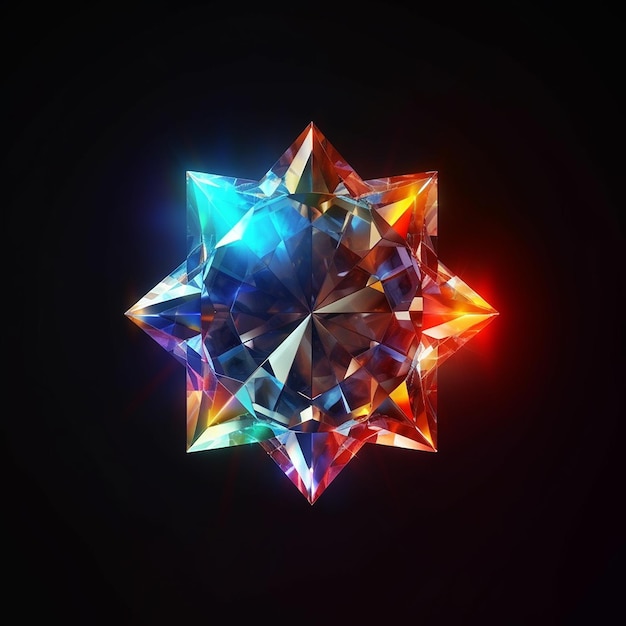 Beautiful shining crystal made colorful star illustration image AI Generated art