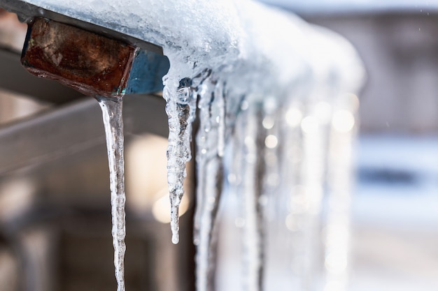 Beautiful shiny transparent icicles