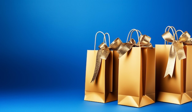 Beautiful shopping bag with christmas gifts with bows ai generated