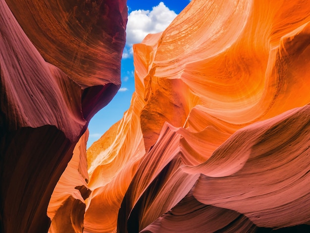 Photo beautiful shot of the antelope canyon lights and rocks arizona in the usa