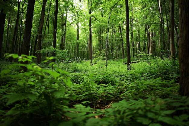 森の中の緑と森の美しいショット