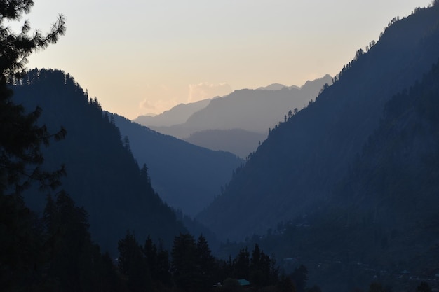 Beautiful shot of high white hilltops and mountains