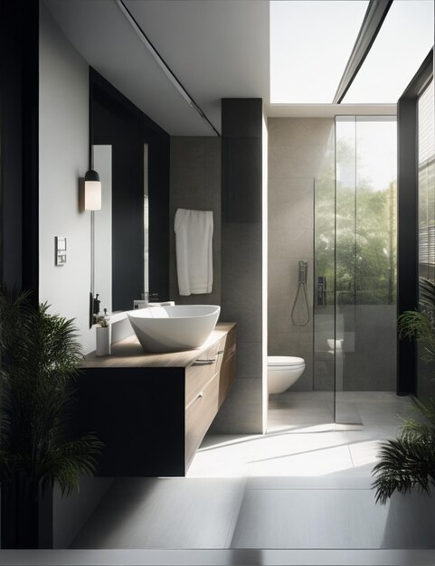 Beautiful shot of a modern house bathroom