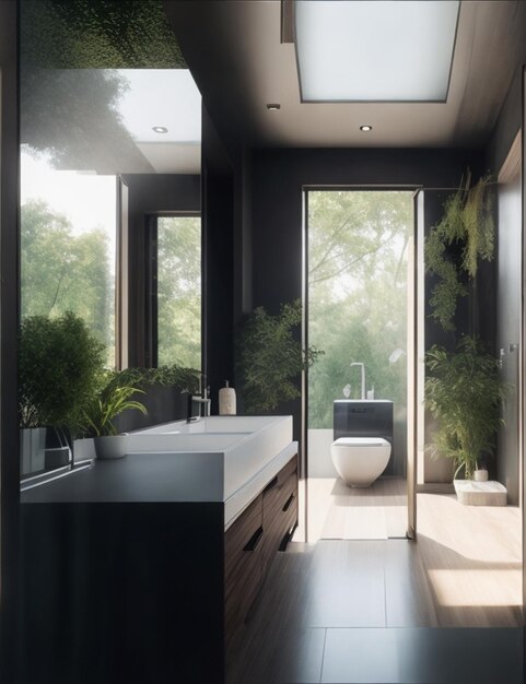 Красивый снимок ванной комнаты в современном доме
