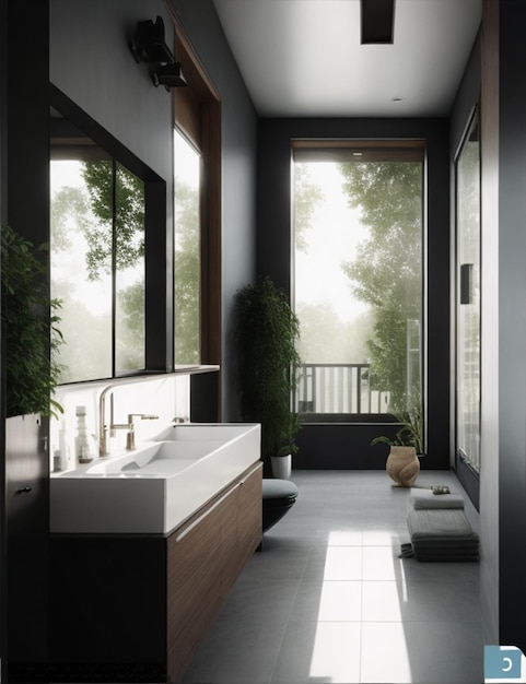 Красивый снимок ванной комнаты в современном доме