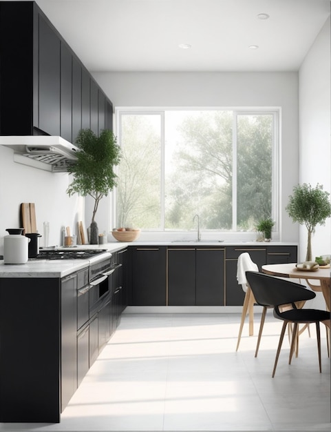 Beautiful shot of a modern house kitchen room