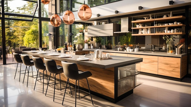 Beautiful shot of a modern house kitchen