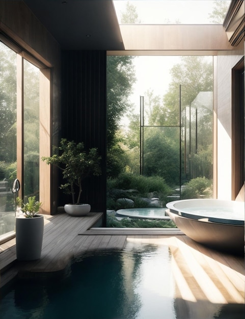 Beautiful shot of a modern house spa room