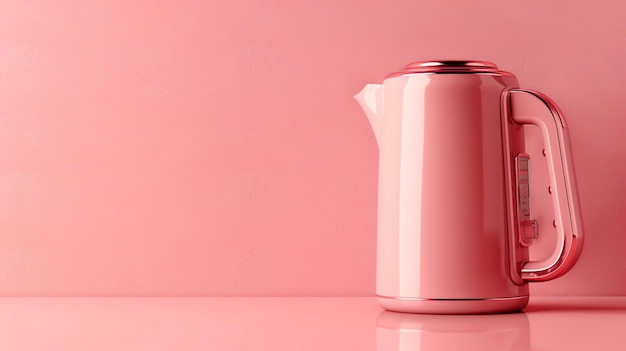 Photo a beautiful shot of a pink kettle on a pink background the kettle is made of highquality materials and features a sleek design
