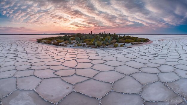 Photo beautiful shot of the salt flat in isla incahuasi bolivia