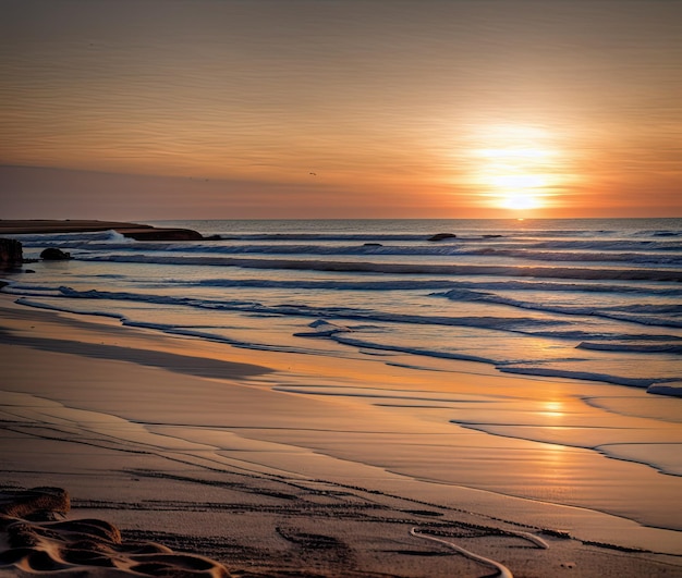 a beautiful shot of a sandy beach with sand and a cloudy sky