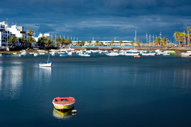 Beautiful shot of a ship in a harbor