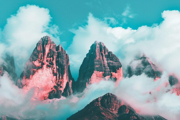 Photo beautiful shot of the tre cime di lavaredo mountains with a cloudy sky