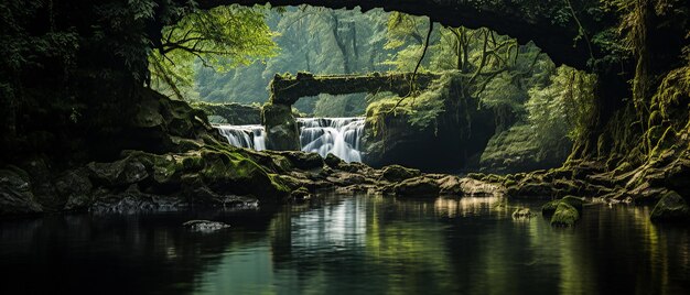 Beautiful Shot of a Waterfall Below