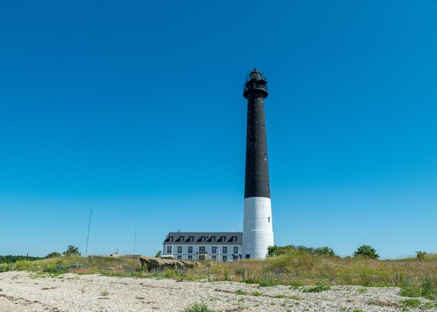 Beautiful sightseeing of saaremaa island in sunny clear day sorve lighthouse saaremaa island estonia