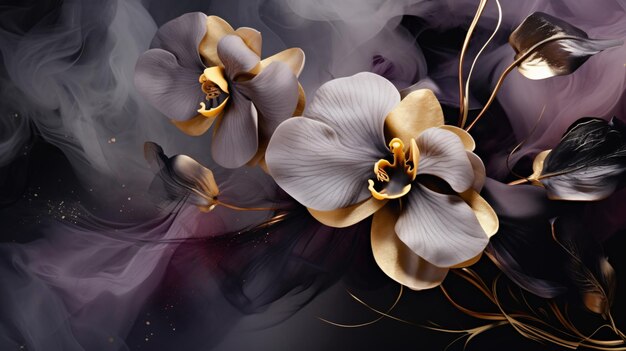 Beautiful silver gold pearl petals purple