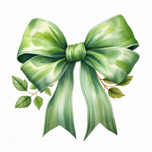 Beautiful simple bow on white background Watercolor drawing High quality photo Generative AI