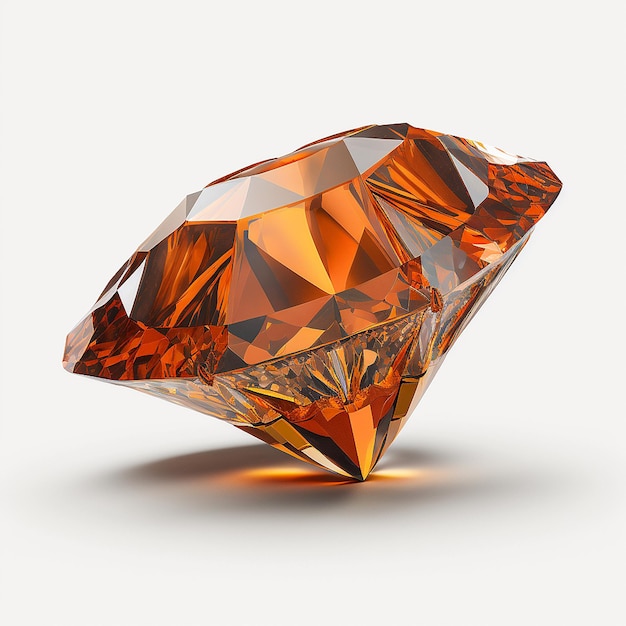 Beautiful single orange diamond shape white background AI Generated image