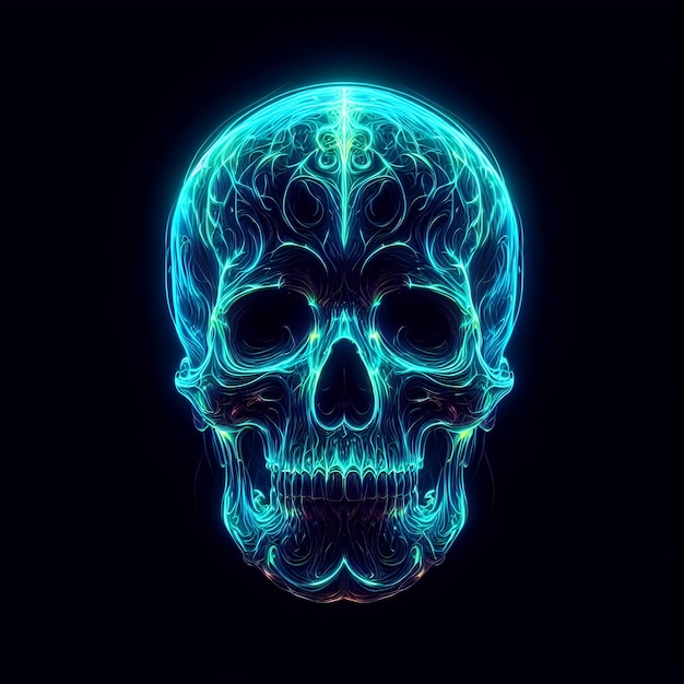 Красивый дизайн черепа с биолюминесцентным прикосновением для создания искусства и дизайна