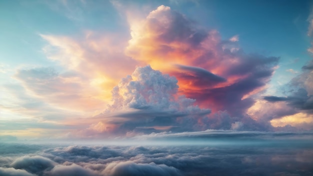 パステル色の雲の美しい空の背景はAIによって生成されました