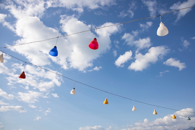 Beautiful sky and decorative lamps