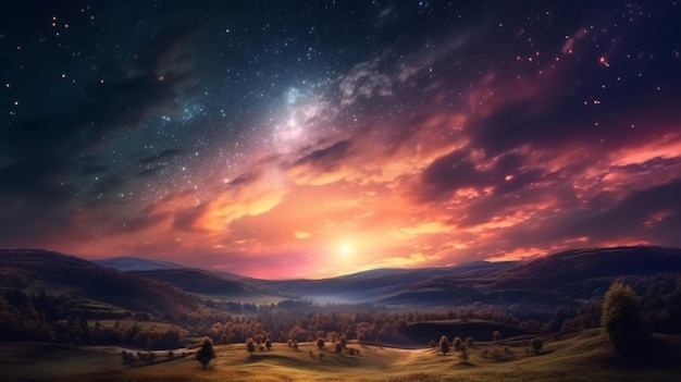 Beautiful sky in dreamy Fantasy