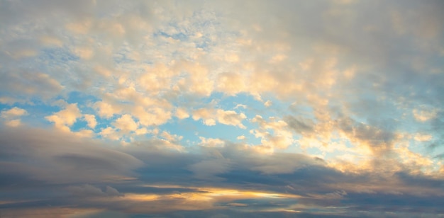 Beautiful sky Panorama skyline with clouds and sun