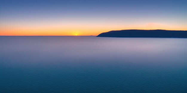 Beautiful sky and sunset over a large lake