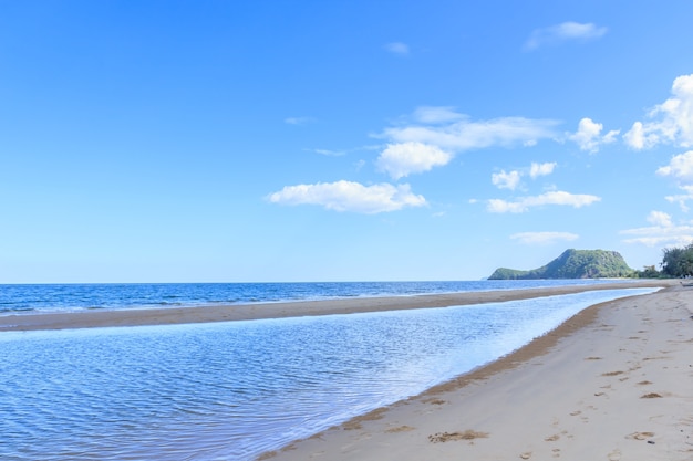 ビーチと熱帯の海がある美しい空