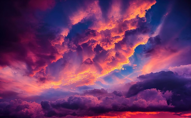 写真 雲の夕日と美しい空