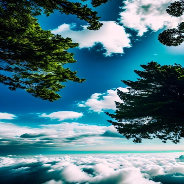 beautiful sky with clouds and tree