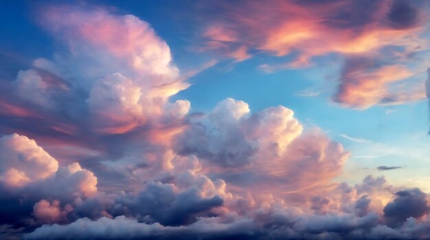 Beautiful sky with cumulus clouds