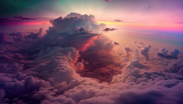매혹적인 구름이 있는 아름다운 하늘 Generative AI