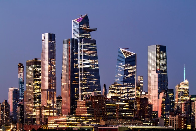 Beautiful skyline of New York city downtown at evening USA