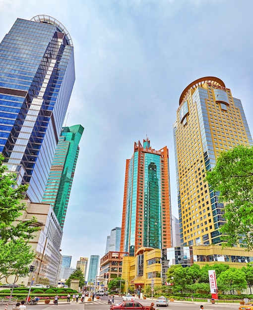 Beautiful skyscrapers, city building of pudong, shanghai, china.