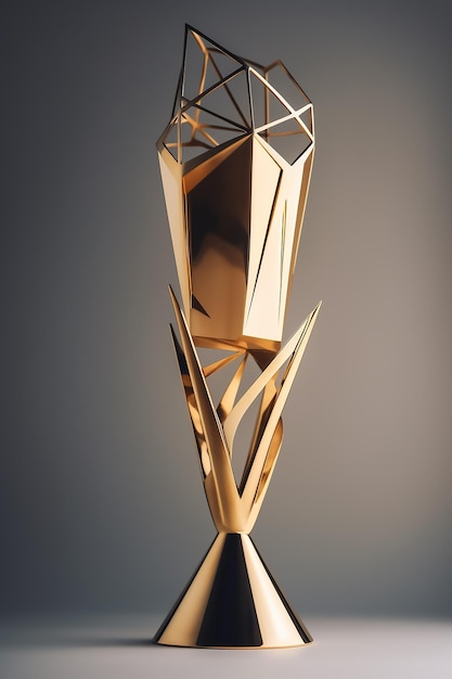 Beautiful sleek and modern minimalistic golden trophy