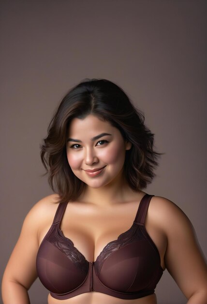 Красивое стройное тело азиатской женщины в студии, снятое в коричневом тоне.
