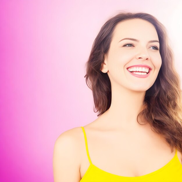 beautiful slim woman smiling on bright background smiling portrait