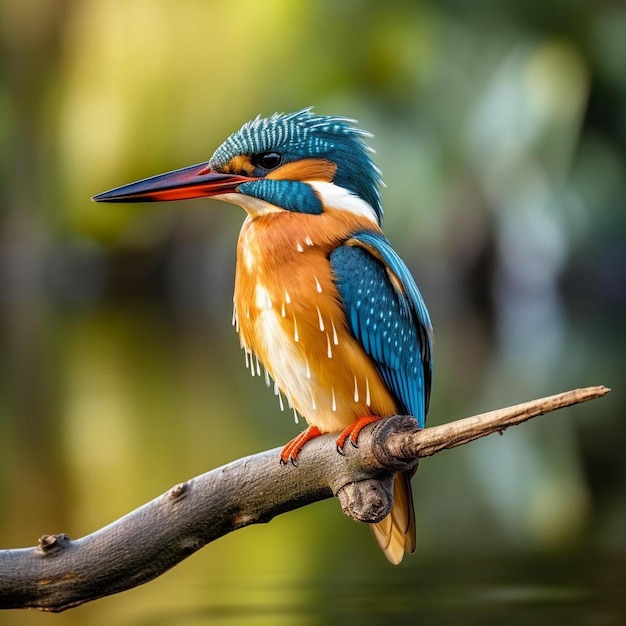Photo beautiful and small eurasian common kingfisher or river kingfisher