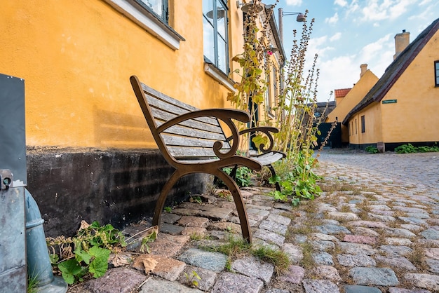 Beautiful, small, yellow rustic houses. Traditional Scandinavian style. Fishing village Sights Travels