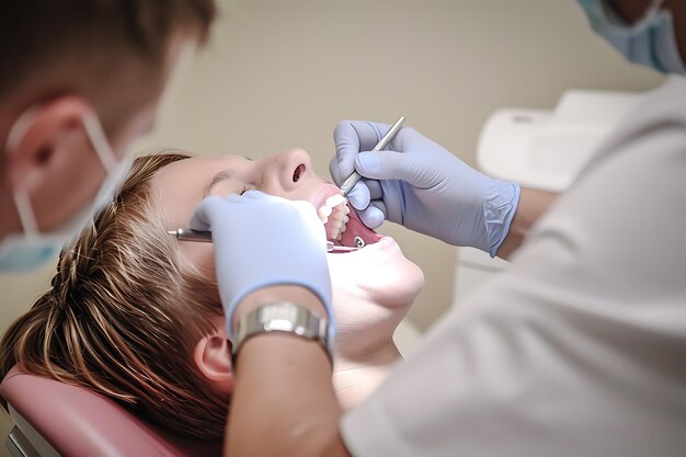Фото Красивая улыбка и здоровые зубы концепция стоматологической практики