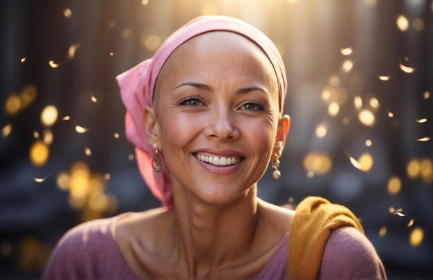 Photo beautiful smiling cancer women