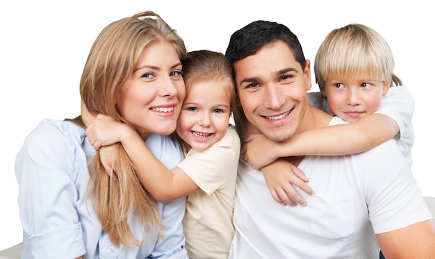 Beautiful smiling family on background