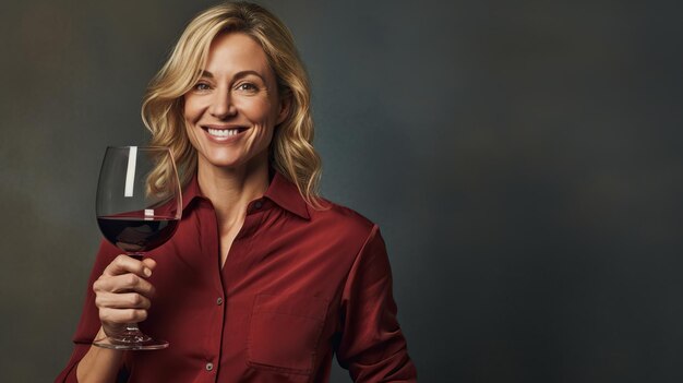 Photo beautiful smiling woman holding a glass of wine